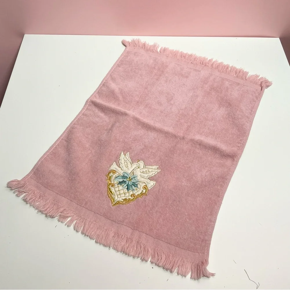 Vintage pink pastel dove bathroom hand towel